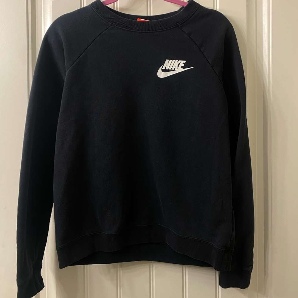 Nike Sweatshirt Mens Small Black Crewneck Pullover Swoosh Logo Made in Jordan